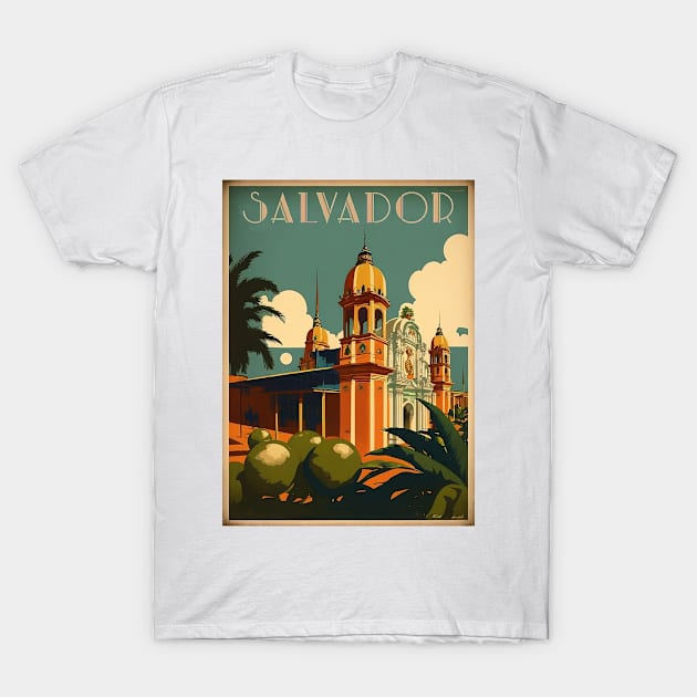 Salvador Brazil Vintage Travel Art Poster T-Shirt by OldTravelArt